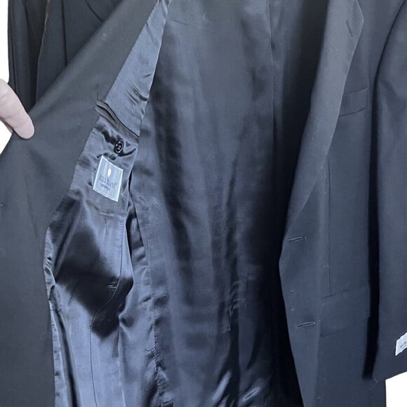 Bill Blass Black Harvard Sports Coat Blazer 100% Wool Gold Bttn Vintage NWT 38R - Picture 9 of 16